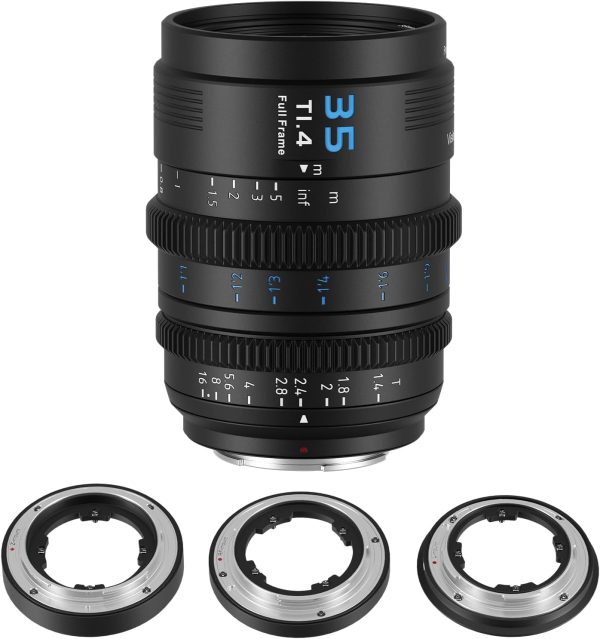 SIRUI VP-1 Vision Prime 1 T1.4 Full Frame Cine Lens, 35mm Manual Focus Cinema Lens with Pre-Installed E Mount, Interchangeable RF/Z/L Mounts (Black)