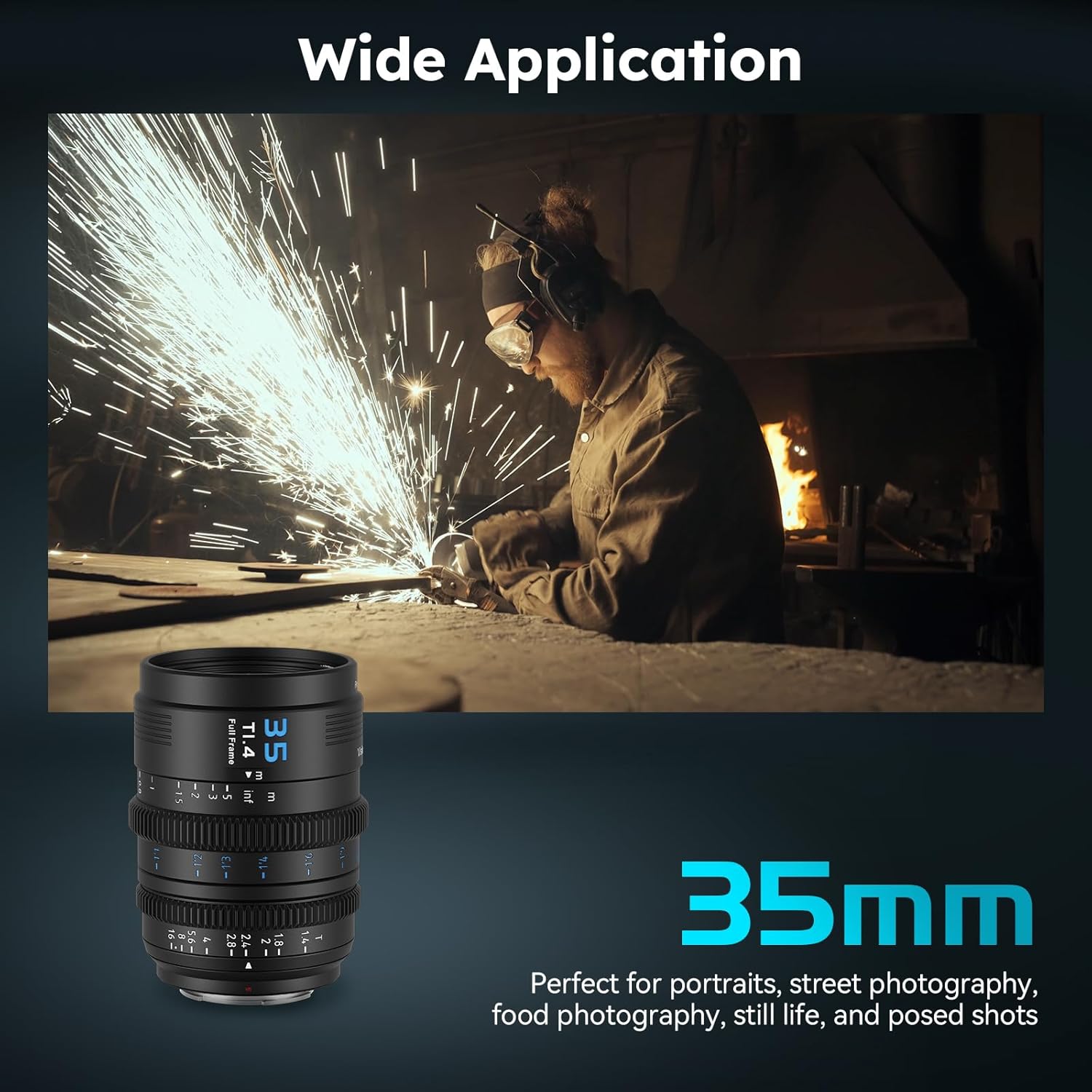 SIRUI VP-1 Vision Prime 1 T1.4 Full Frame Cine Lens, 35mm Manual Focus Cinema Lens with Pre-Installed E Mount, Interchangeable RF/Z/L Mounts (Black) - Image 6